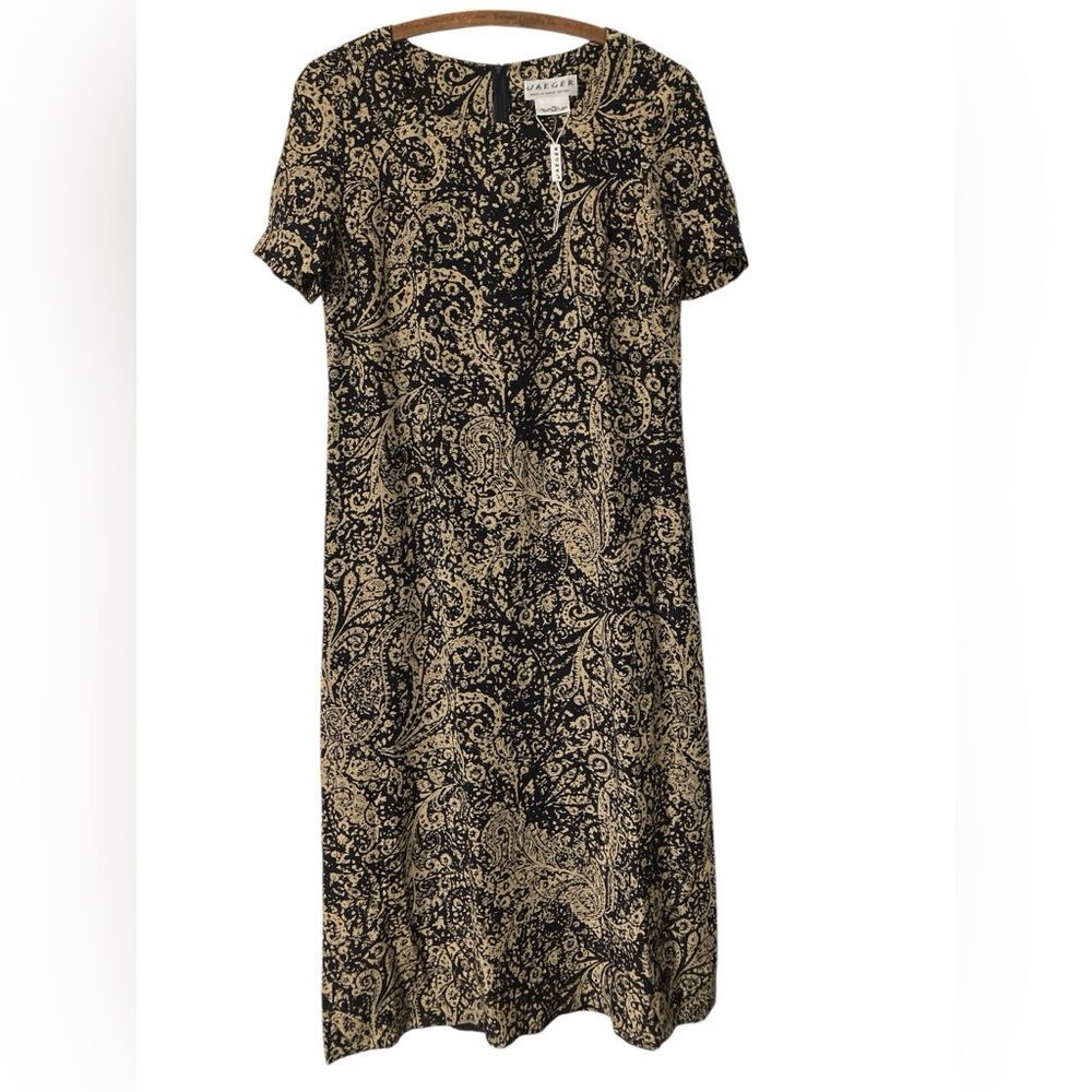 Vintage New with Tags Jaeger Silk Paisley Long Dress Size 10